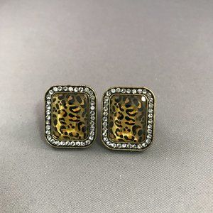 Vintage Animal Print Rhinestones Clip Back